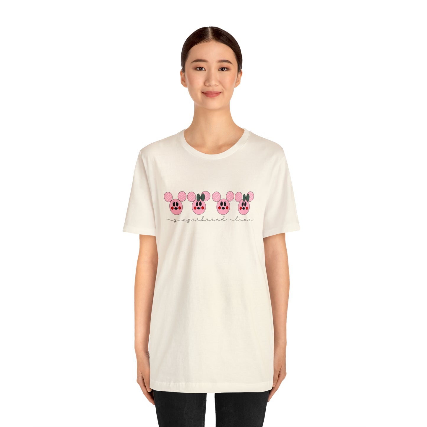 Adult Pink Gingerbread Lane Tee - Bella + Canvas