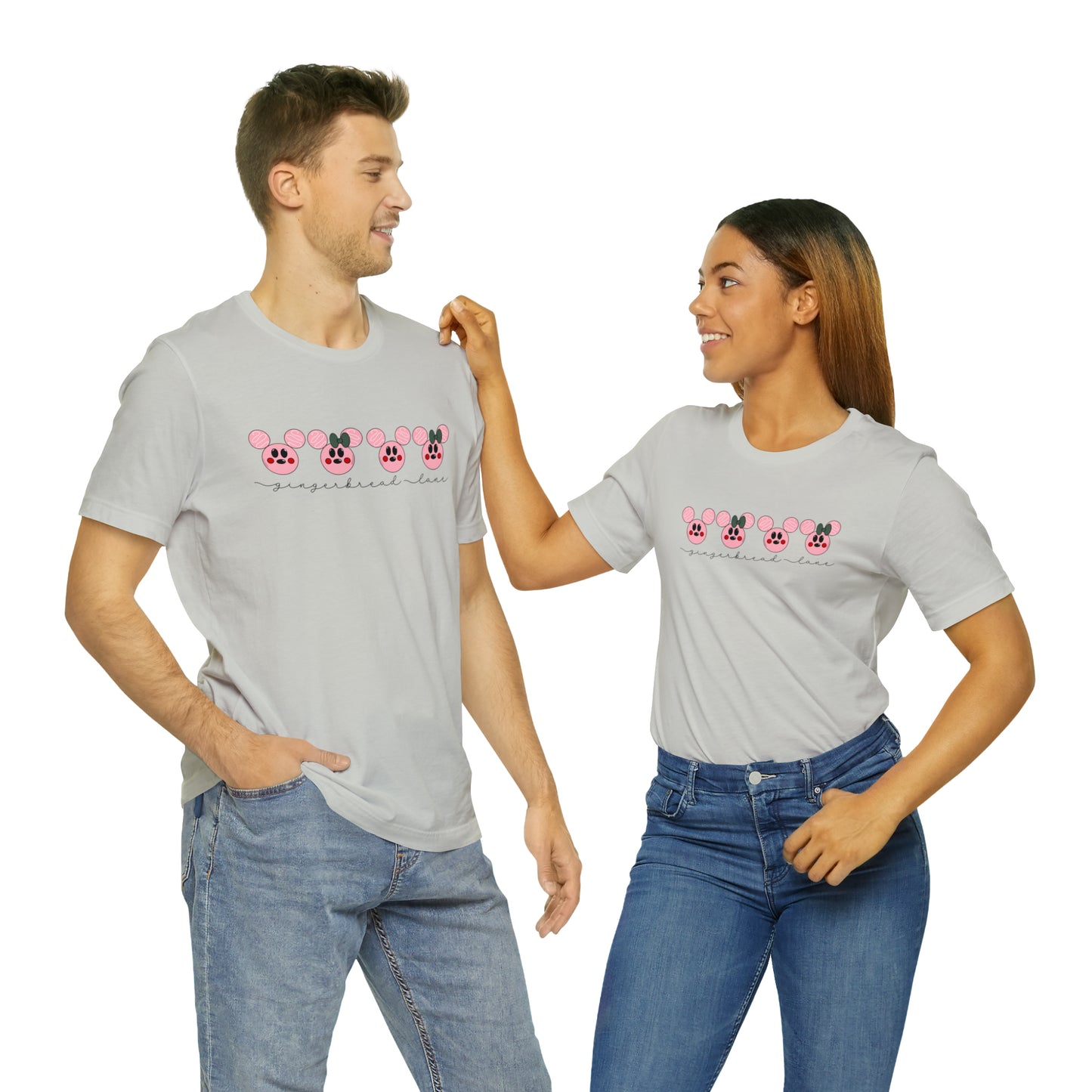 Adult Pink Gingerbread Lane Tee - Bella + Canvas