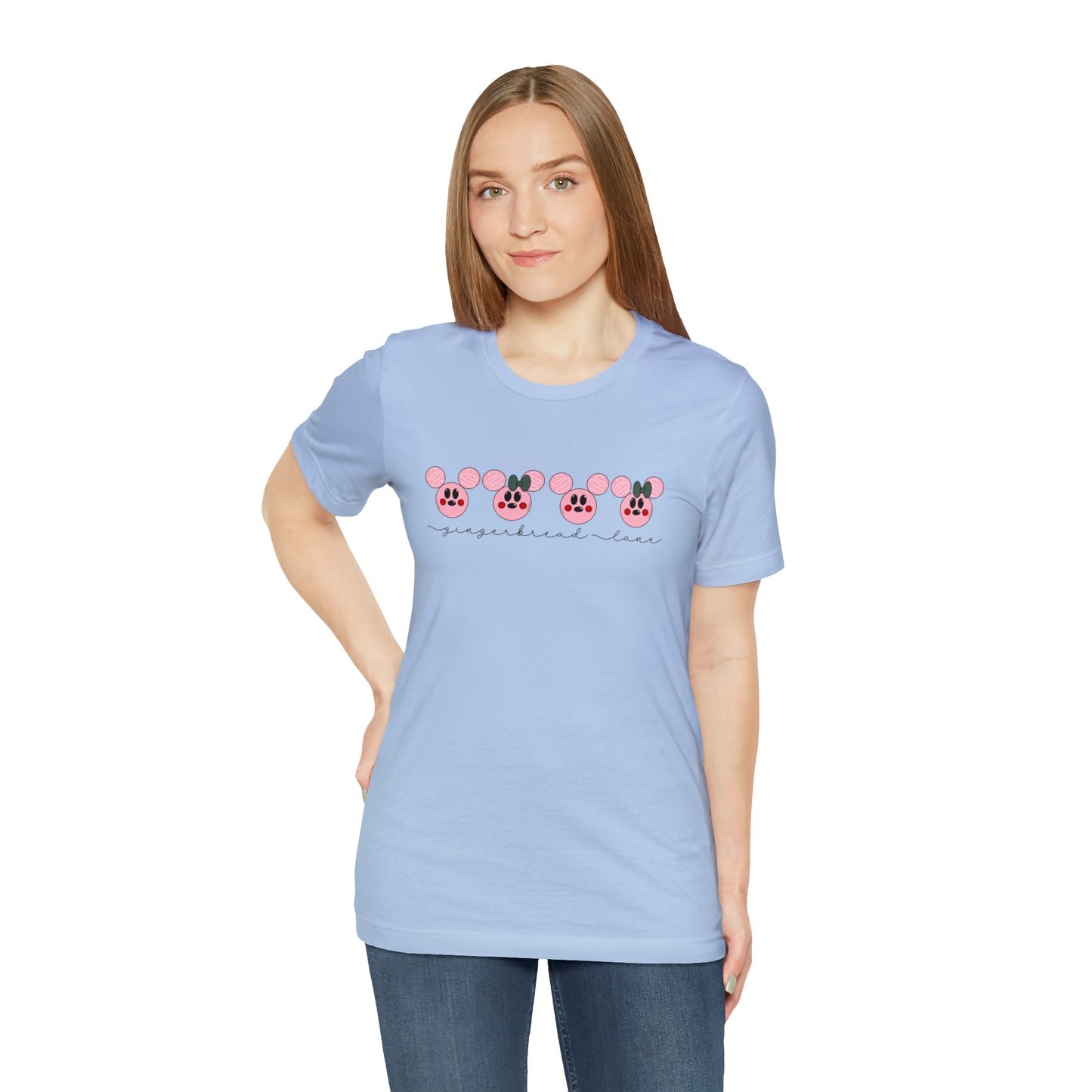 Adult Pink Gingerbread Lane Tee - Bella + Canvas