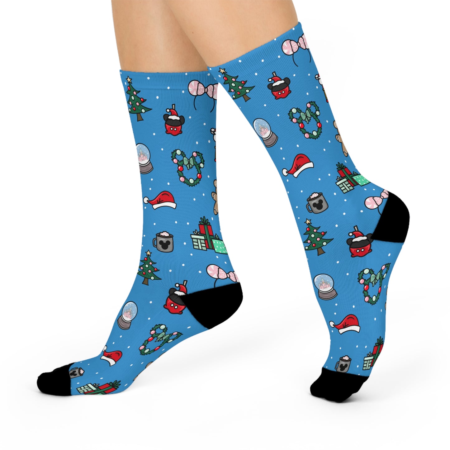 Merry Magic - Blue - Cushioned Crew Socks