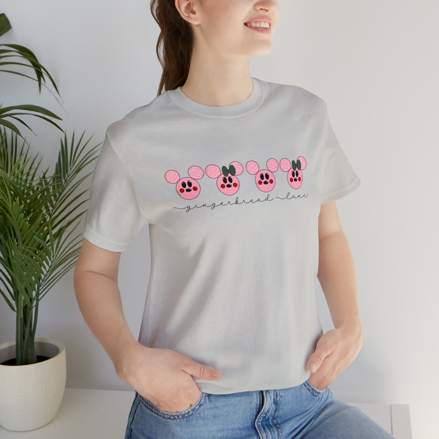 Adult Pink Gingerbread Lane Tee - Bella + Canvas