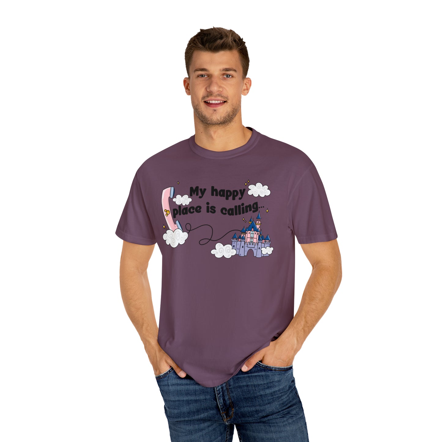 Adult Happy Place Calling, DL Tee - Comfort Colors