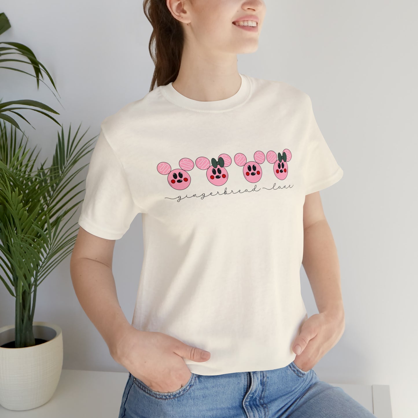 Adult Pink Gingerbread Lane Tee - Bella + Canvas