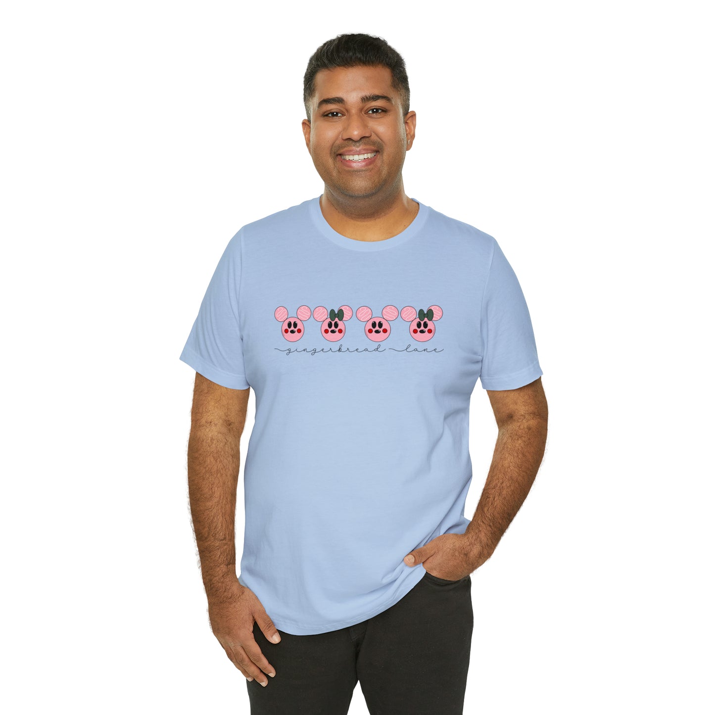 Adult Pink Gingerbread Lane Tee - Bella + Canvas