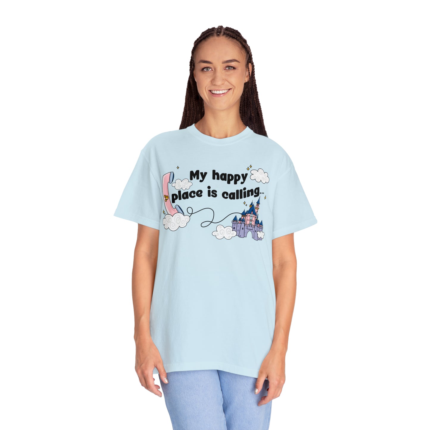 Adult Happy Place Calling, DL Tee - Comfort Colors