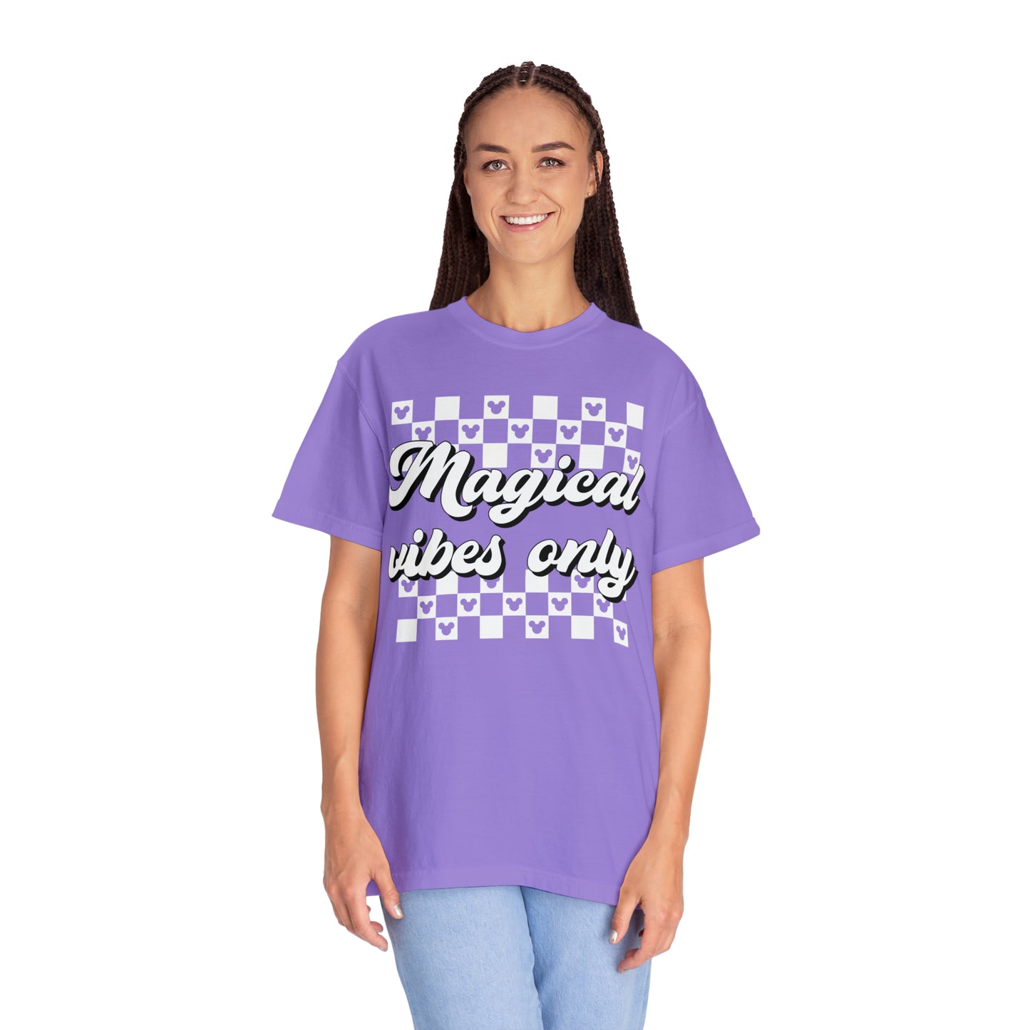 Adult Magical Vibes Only Tee - White Font - Comfort Colors