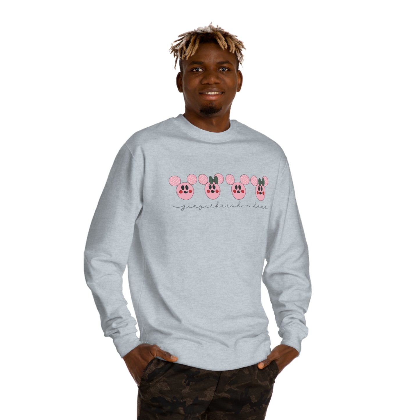 Adult Pink Gingerbread Lane Crewneck - Independent Trading Co.