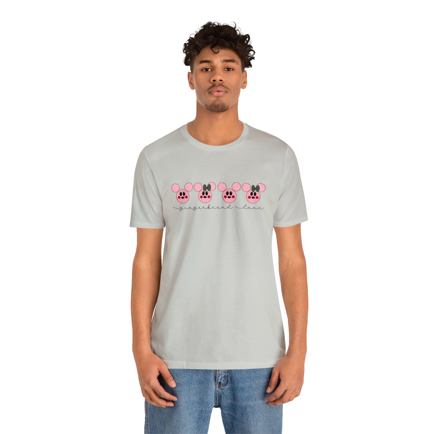 Adult Pink Gingerbread Lane Tee - Bella + Canvas