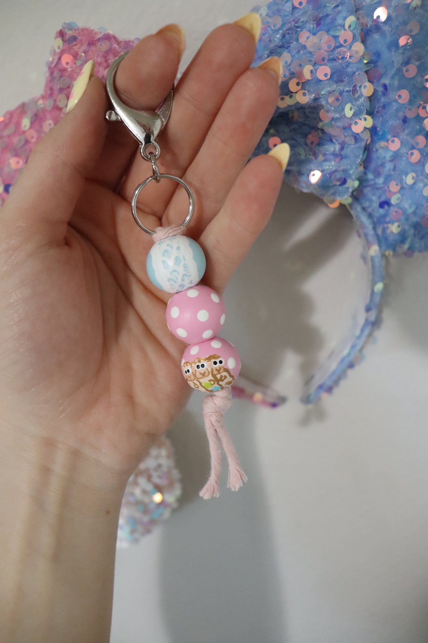 Bow Peep & Sheep Beaded Keychain