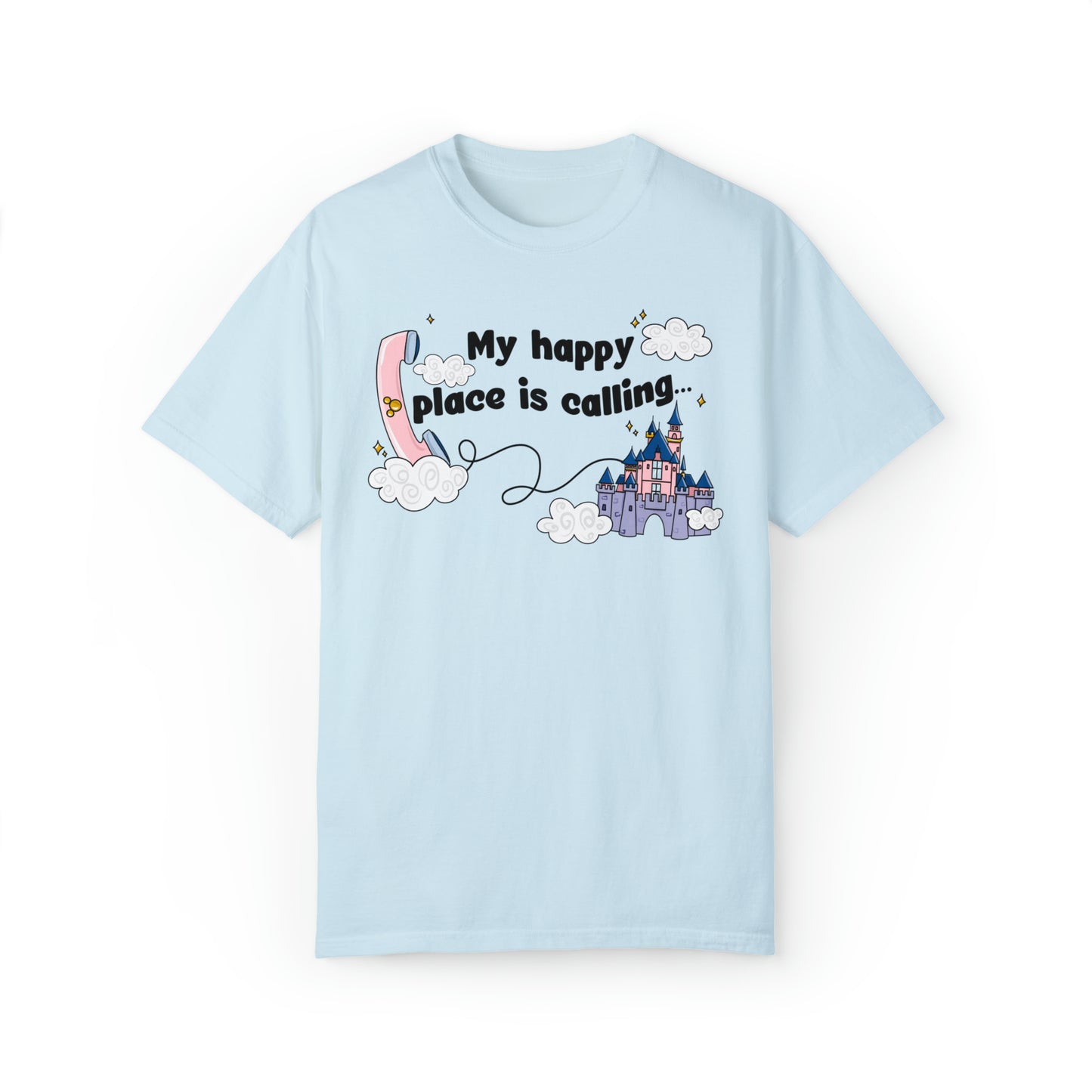 Adult Happy Place Calling, DL Tee - Comfort Colors