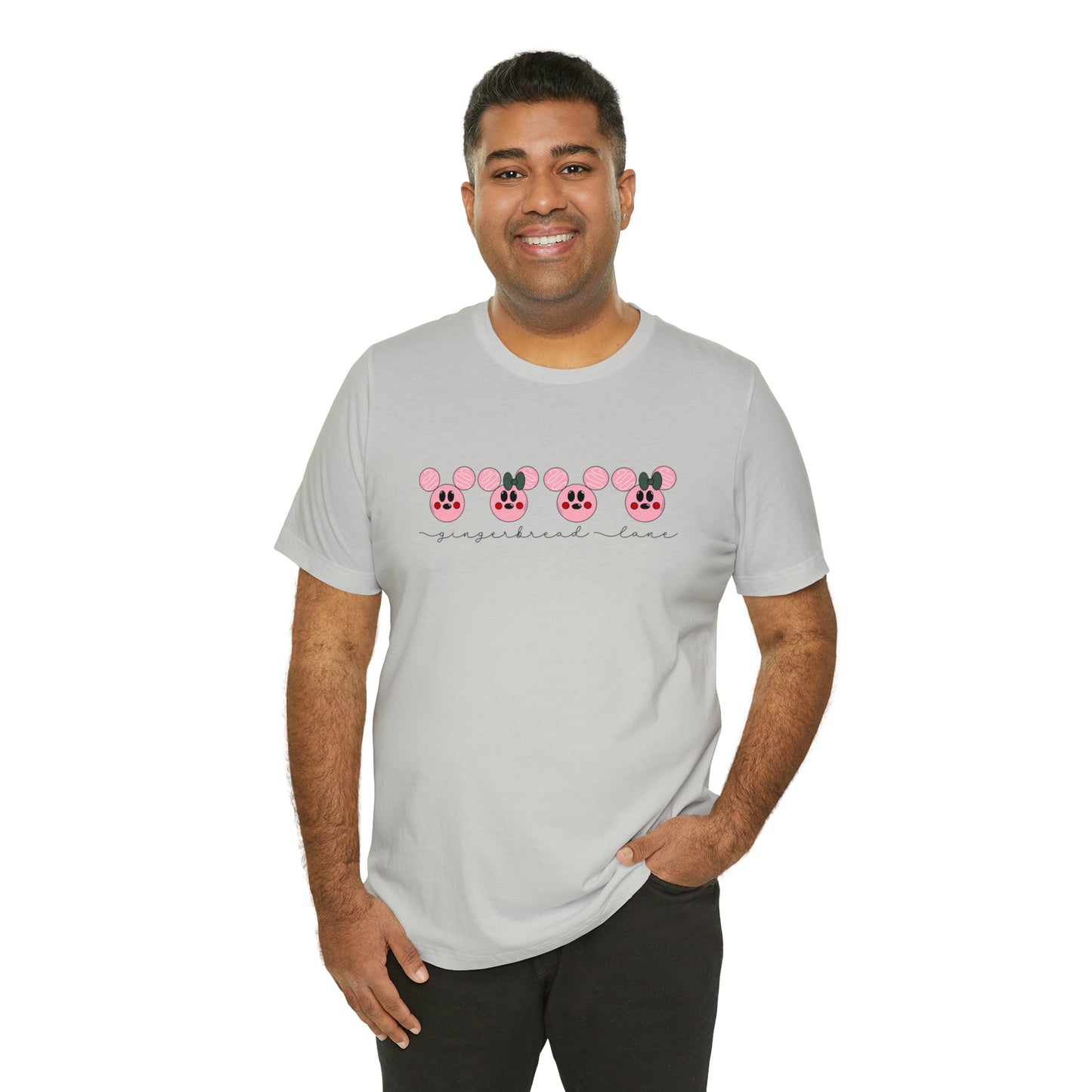 Adult Pink Gingerbread Lane Tee - Bella + Canvas
