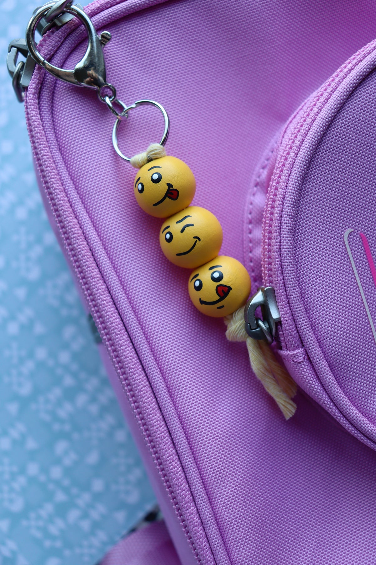 Silly Faces Beaded Keychain