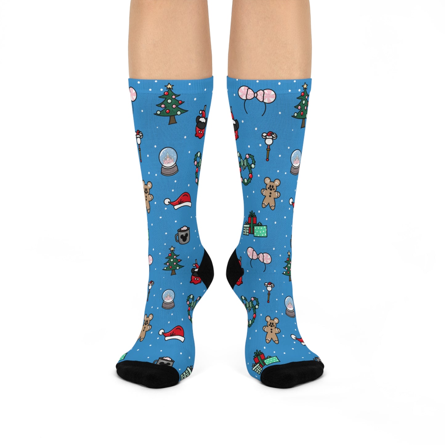 Merry Magic - Blue - Cushioned Crew Socks