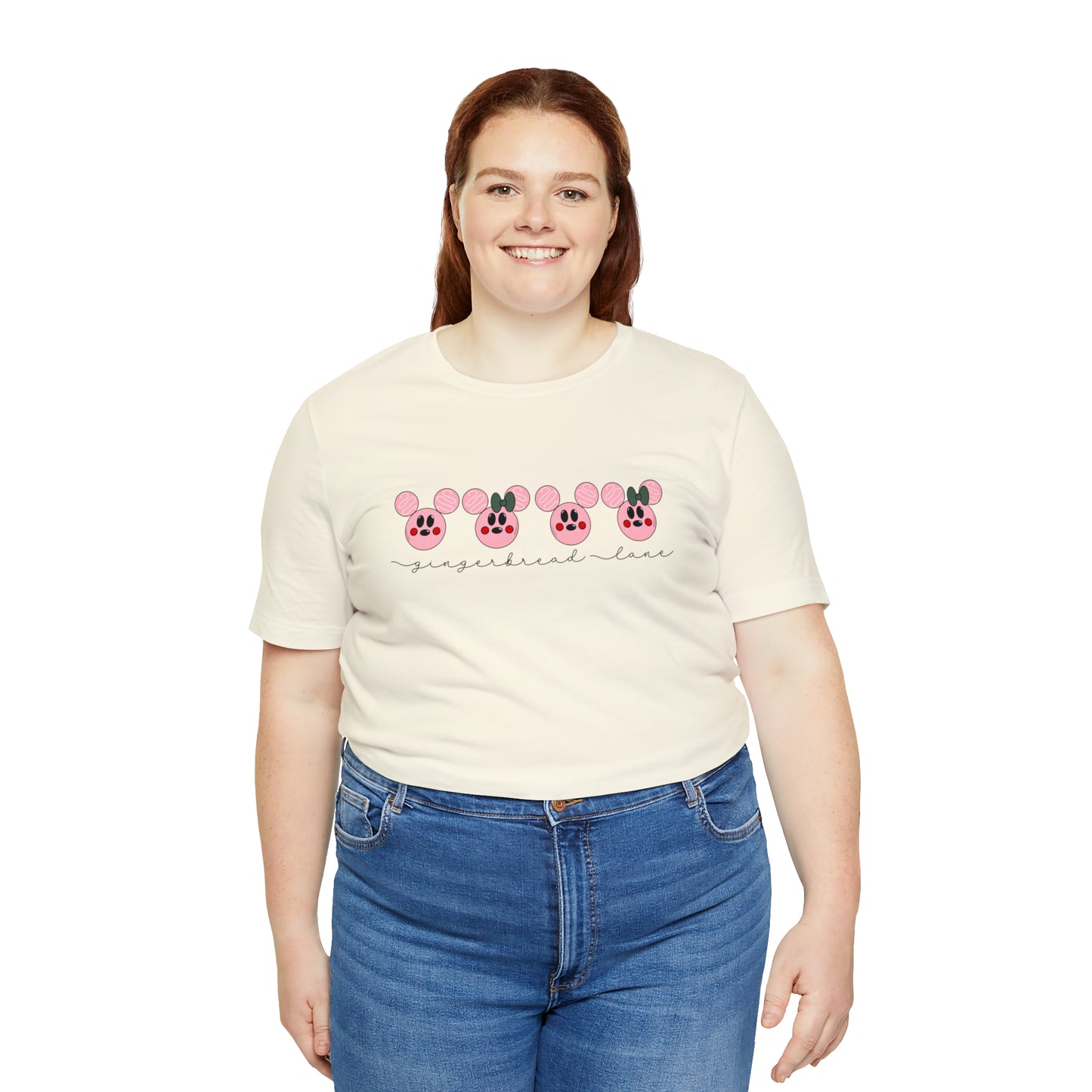 Adult Pink Gingerbread Lane Tee - Bella + Canvas