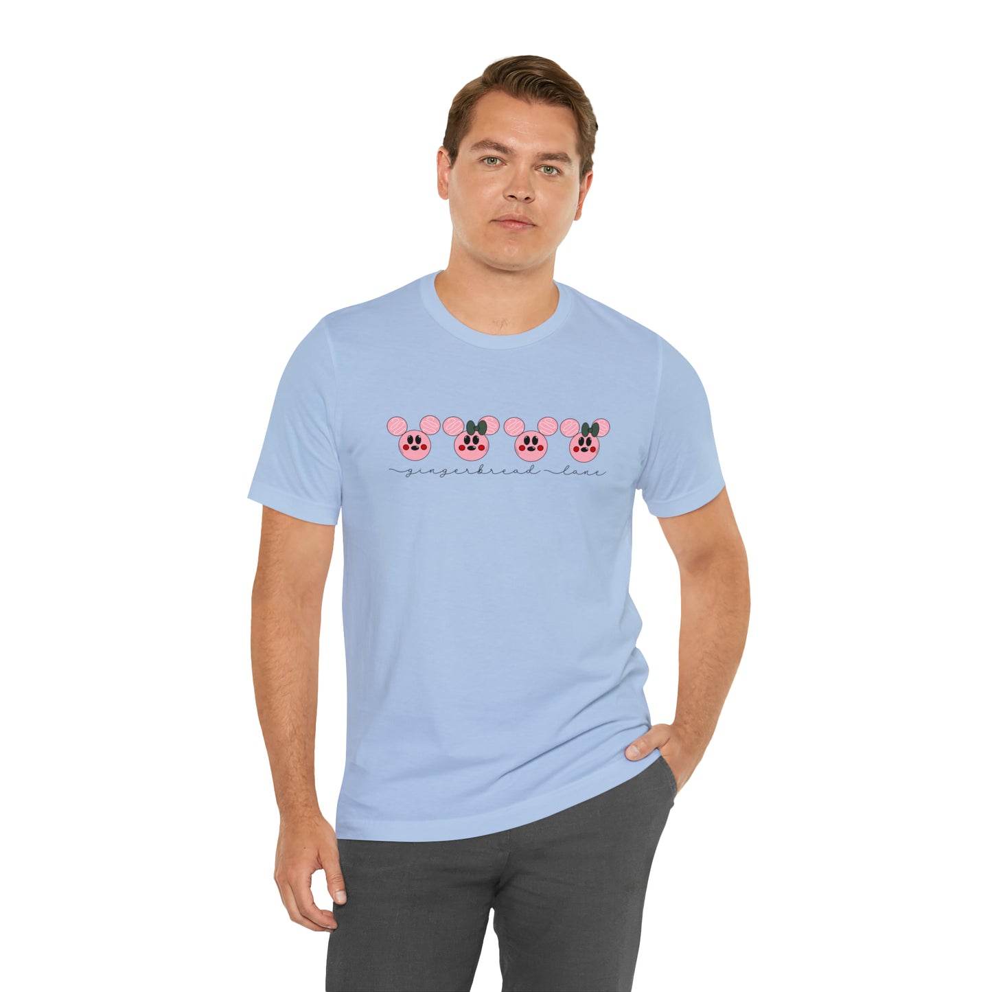Adult Pink Gingerbread Lane Tee - Bella + Canvas
