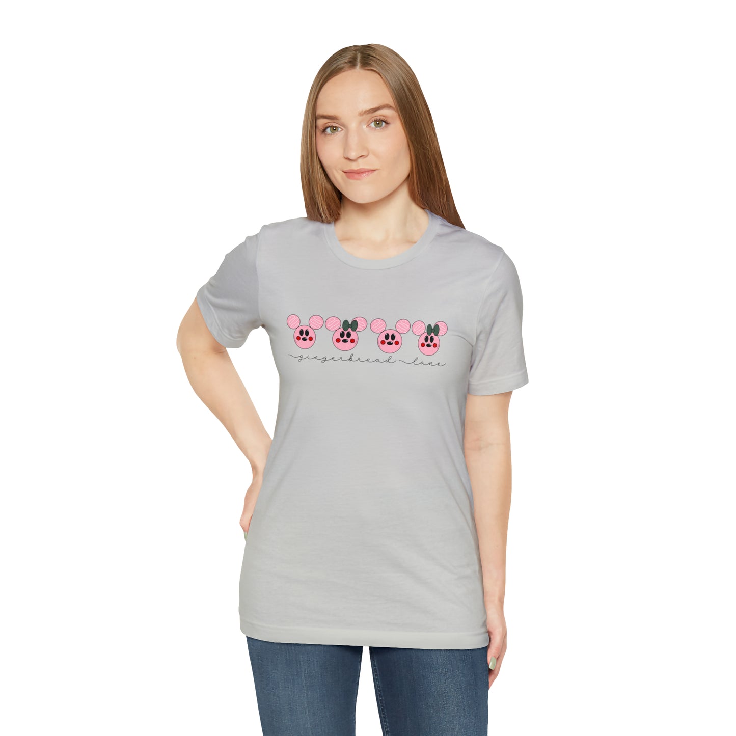 Adult Pink Gingerbread Lane Tee - Bella + Canvas