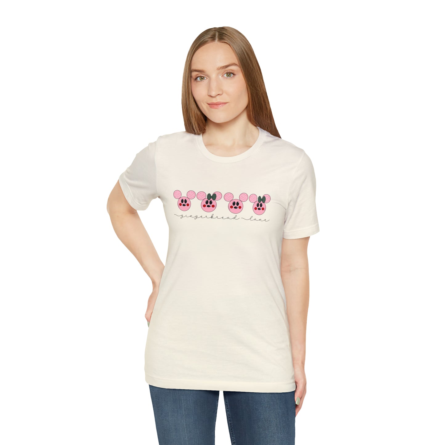Adult Pink Gingerbread Lane Tee - Bella + Canvas