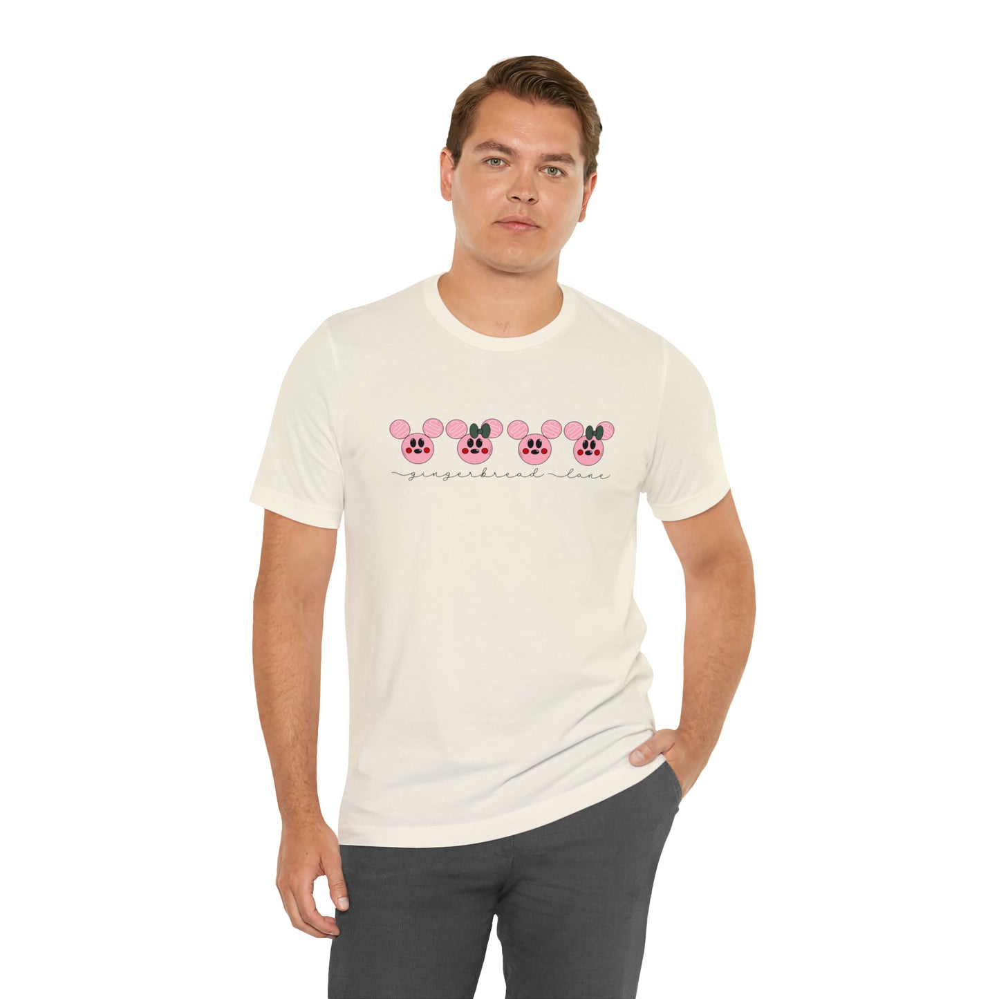 Adult Pink Gingerbread Lane Tee - Bella + Canvas