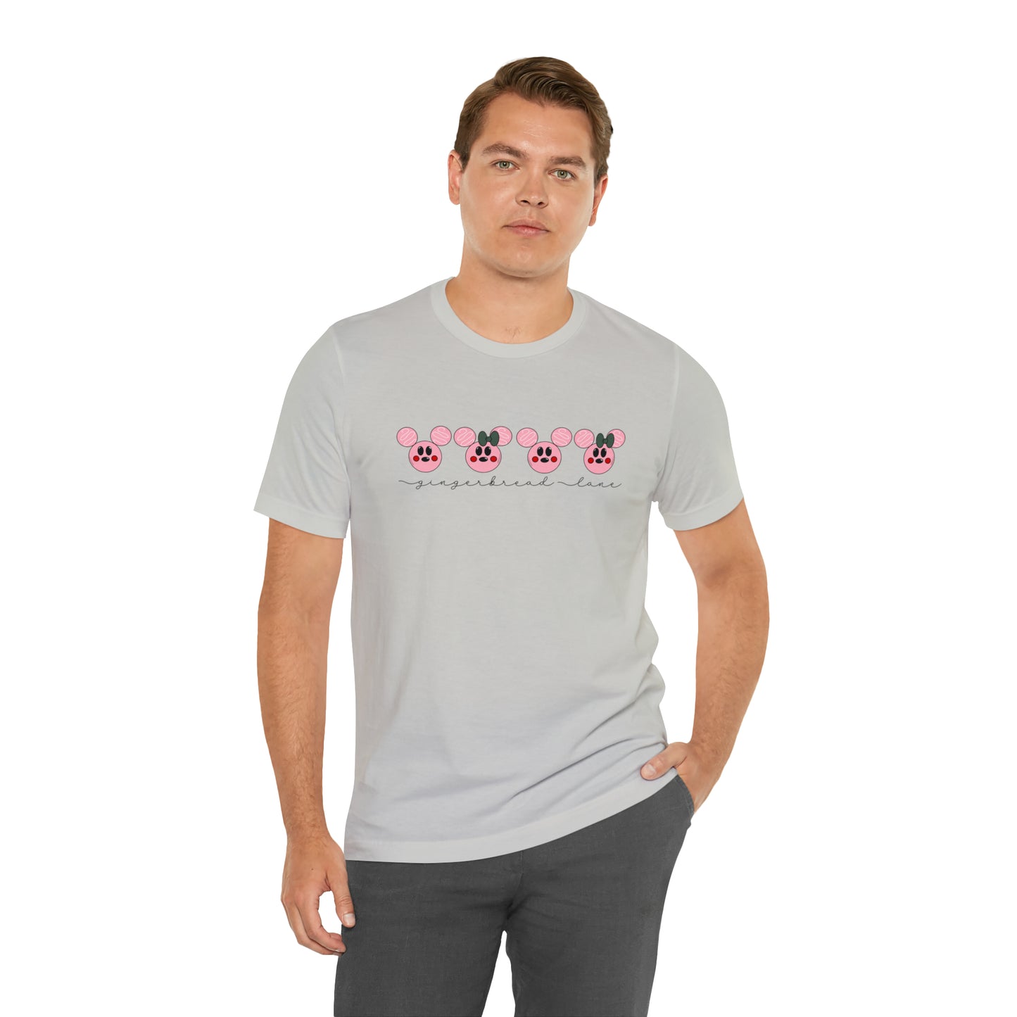 Adult Pink Gingerbread Lane Tee - Bella + Canvas