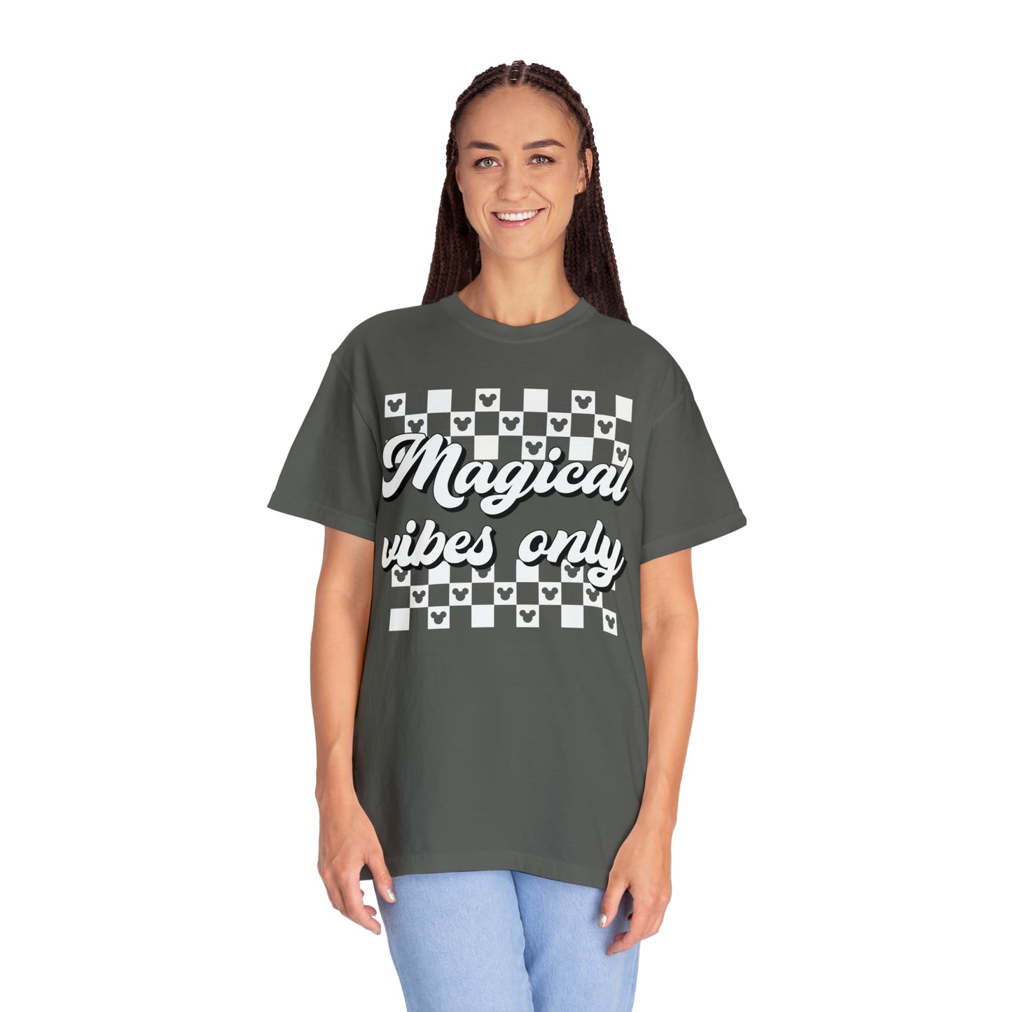 Adult Magical Vibes Only Tee - White Font - Comfort Colors