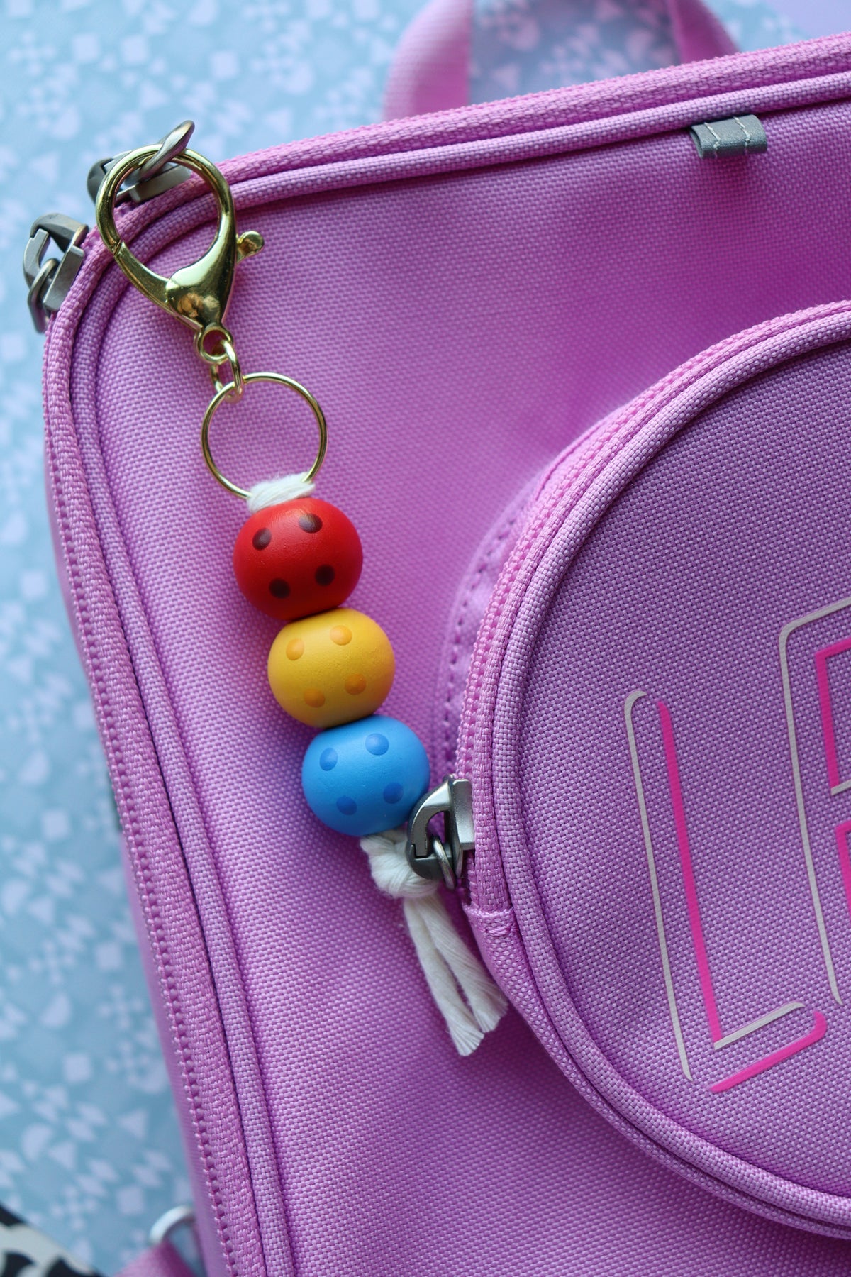 Classic Primary Color Bricks Beaded Keychain