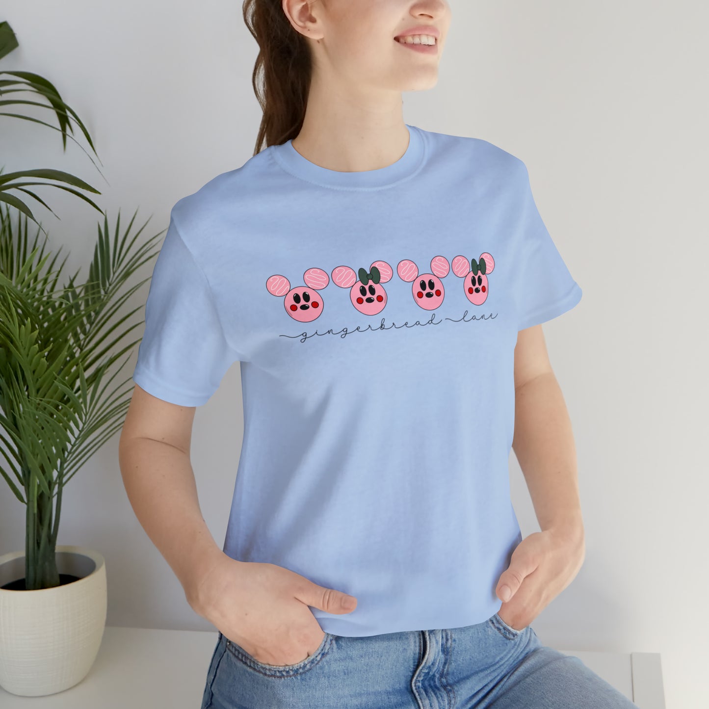 Adult Pink Gingerbread Lane Tee - Bella + Canvas