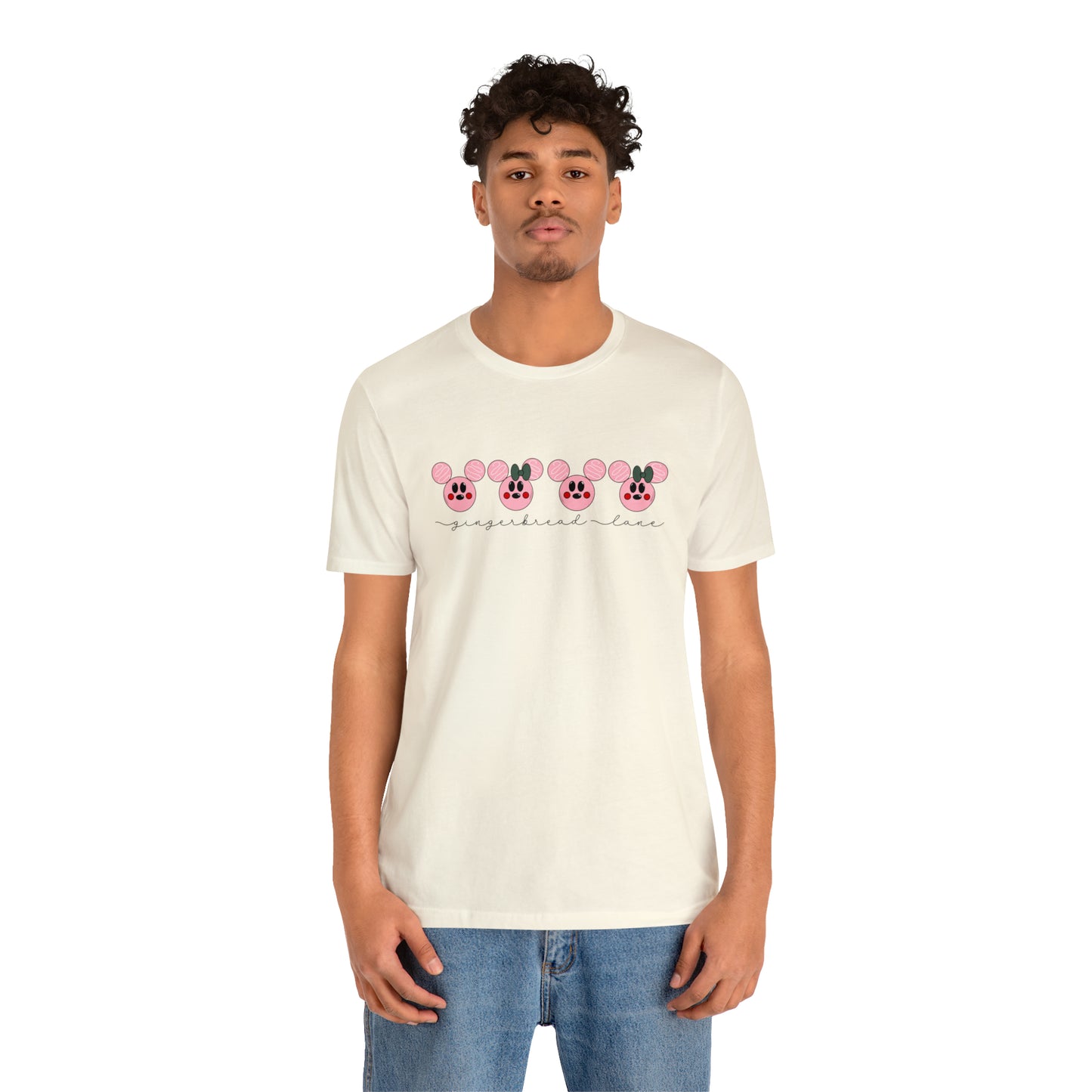Adult Pink Gingerbread Lane Tee - Bella + Canvas