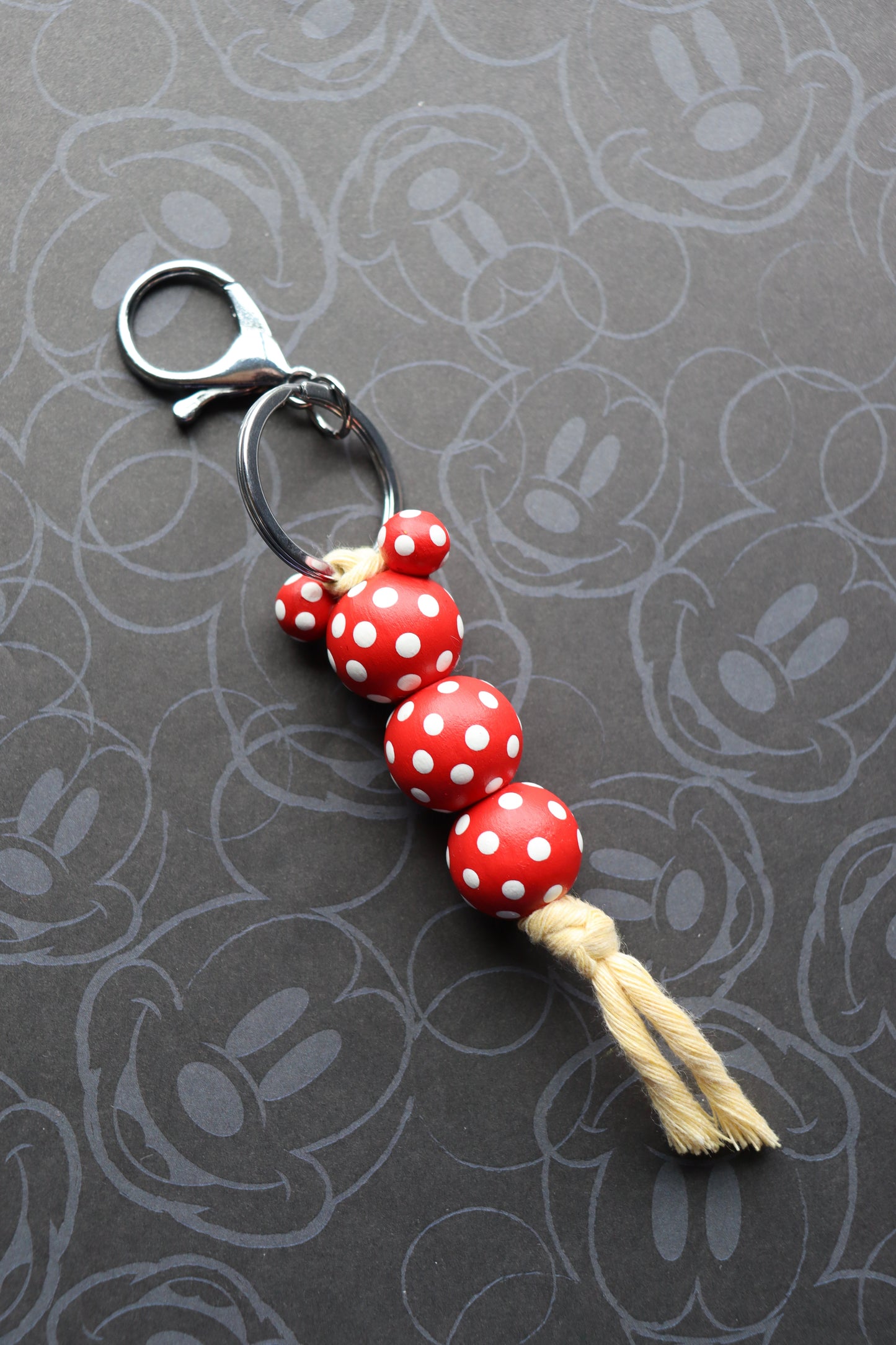 Minnie Polka Dot Beaded Keychain