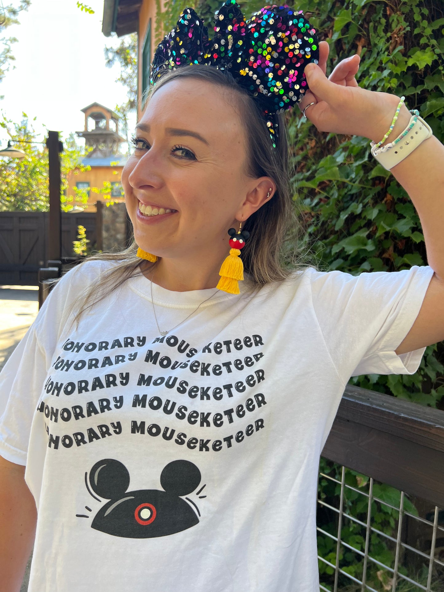 Mouseketeer Mouse Bead Tassel Earrings