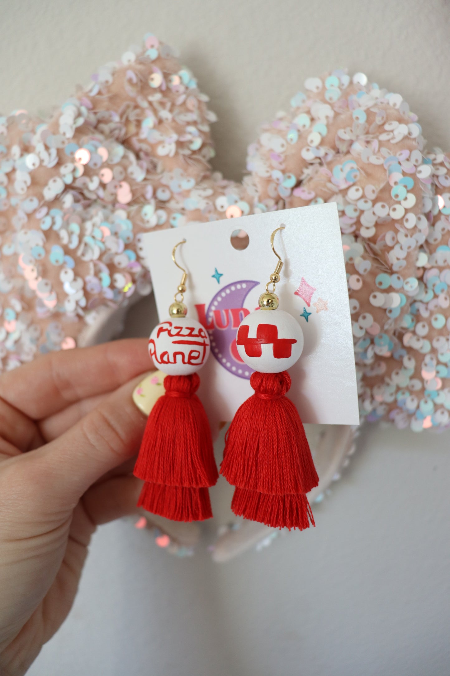 Pizza Planet Tassel Earrings