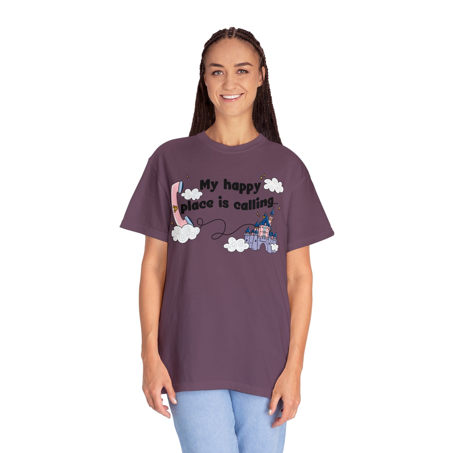Adult Happy Place Calling, DL Tee - Comfort Colors
