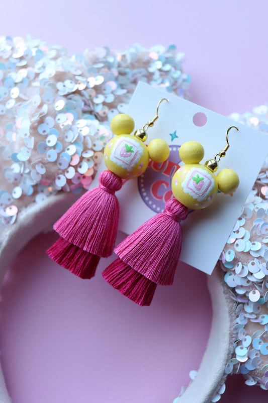 Strawberry Stamp Tassel Earrings