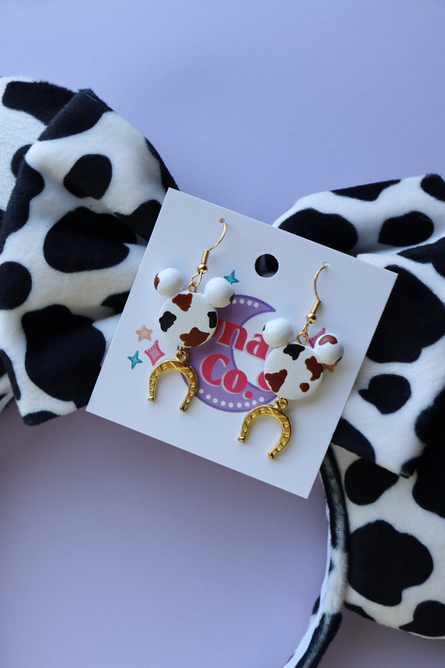 Black/Brown Cow Print Dangle Earrings