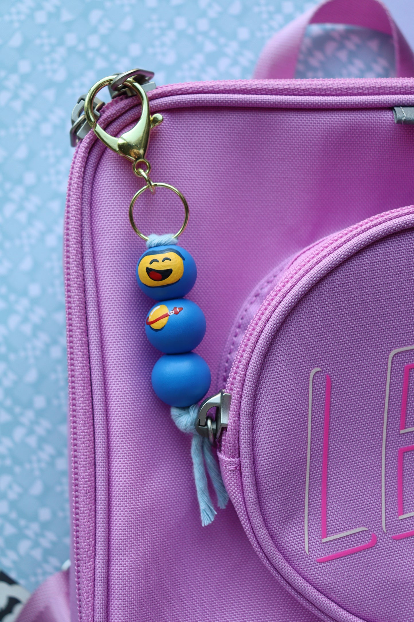 Blue Astronaut Beaded Keychain