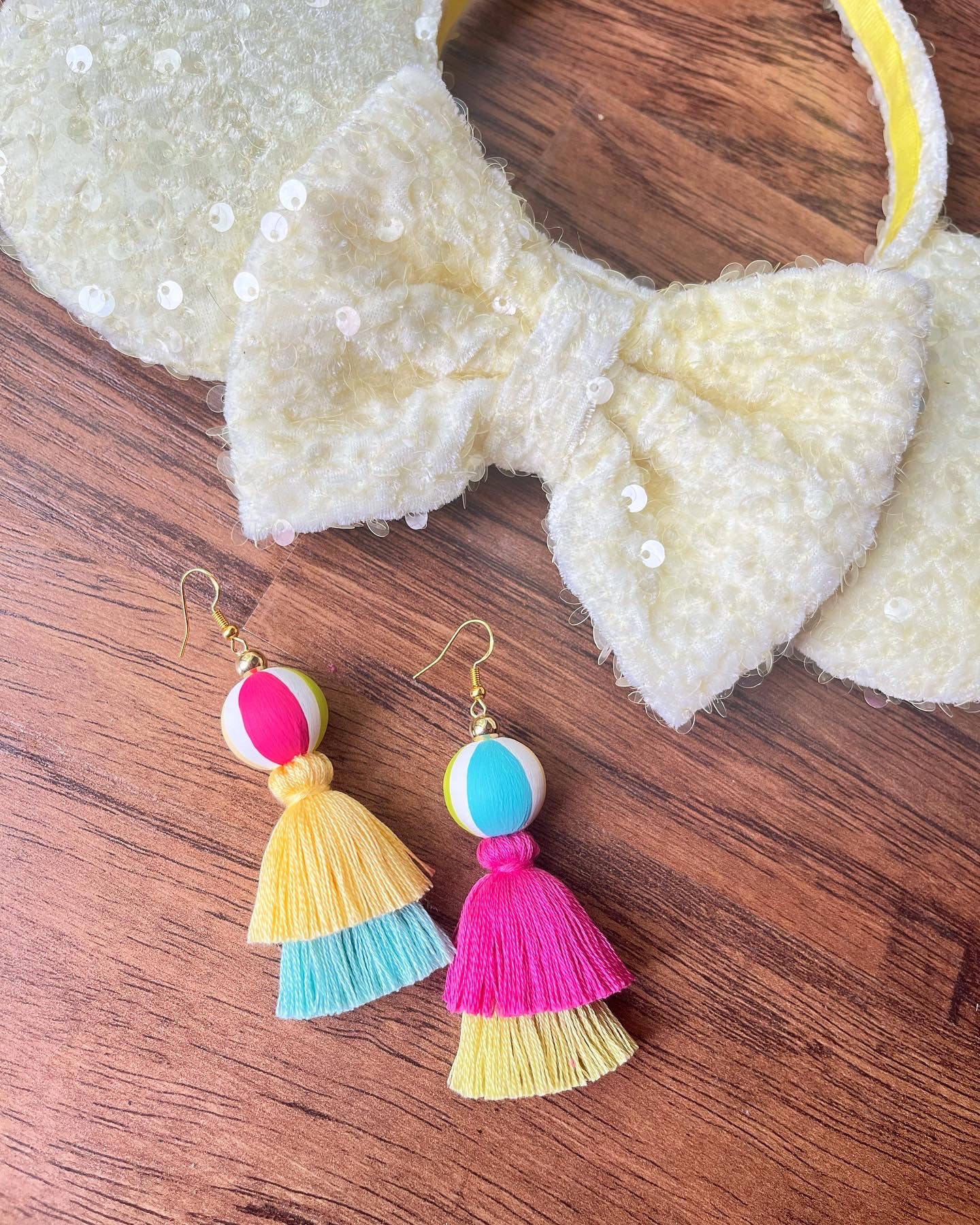 Beach Ball Tassel Earrings