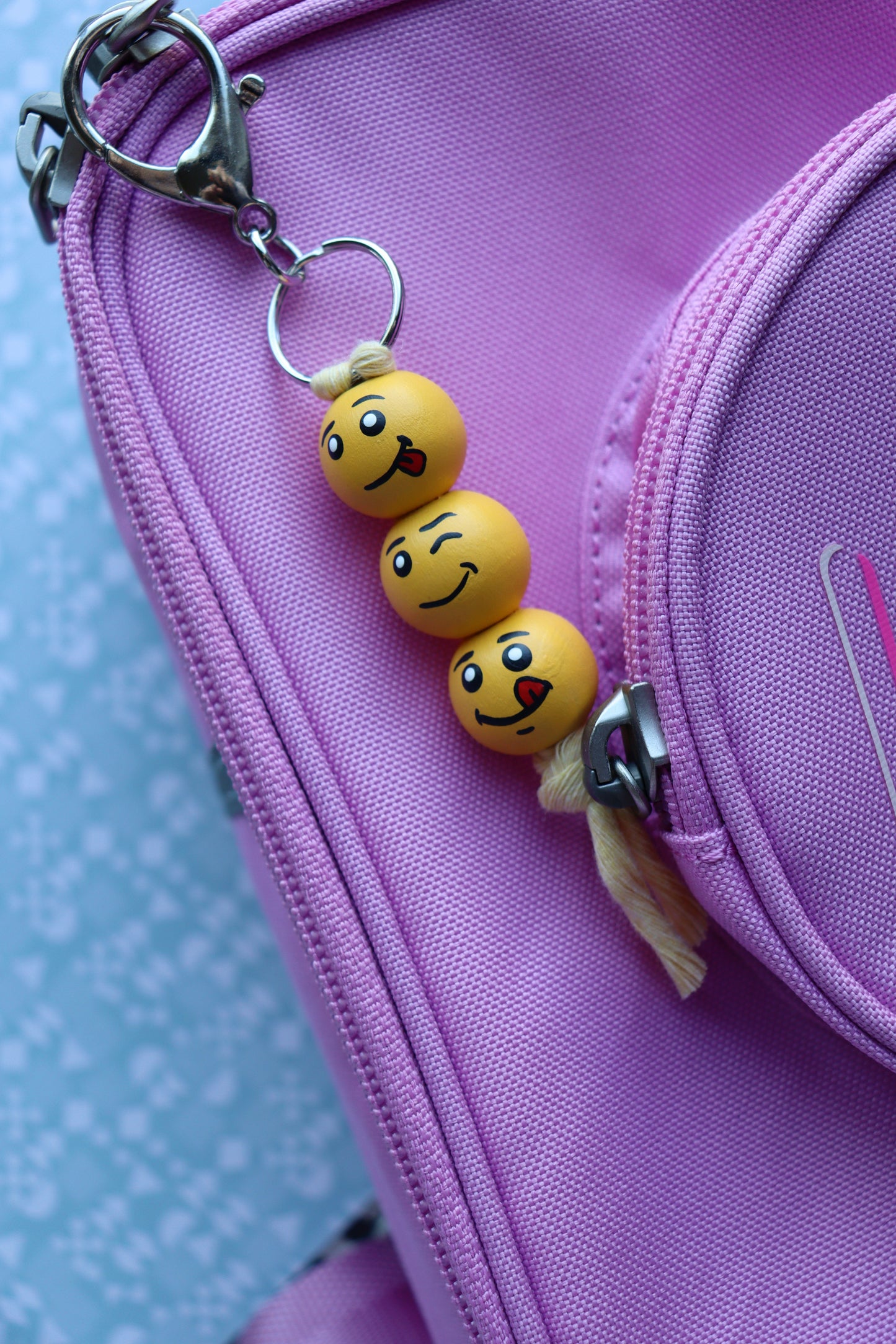 Silly Faces Beaded Keychain