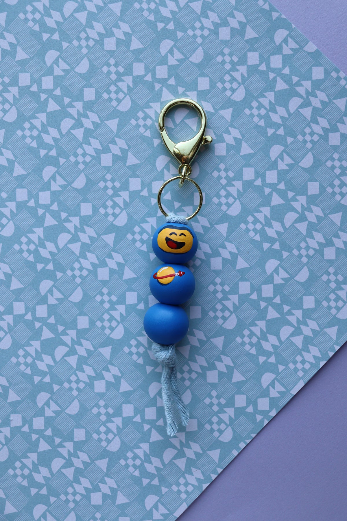 Blue Astronaut Beaded Keychain