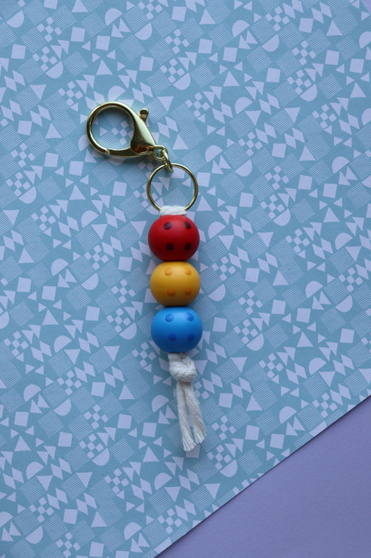 Classic Primary Color Bricks Beaded Keychain