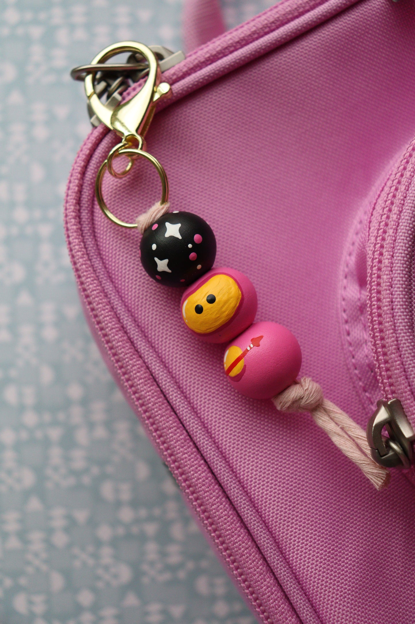 Pink Astronaut Beaded Keychain