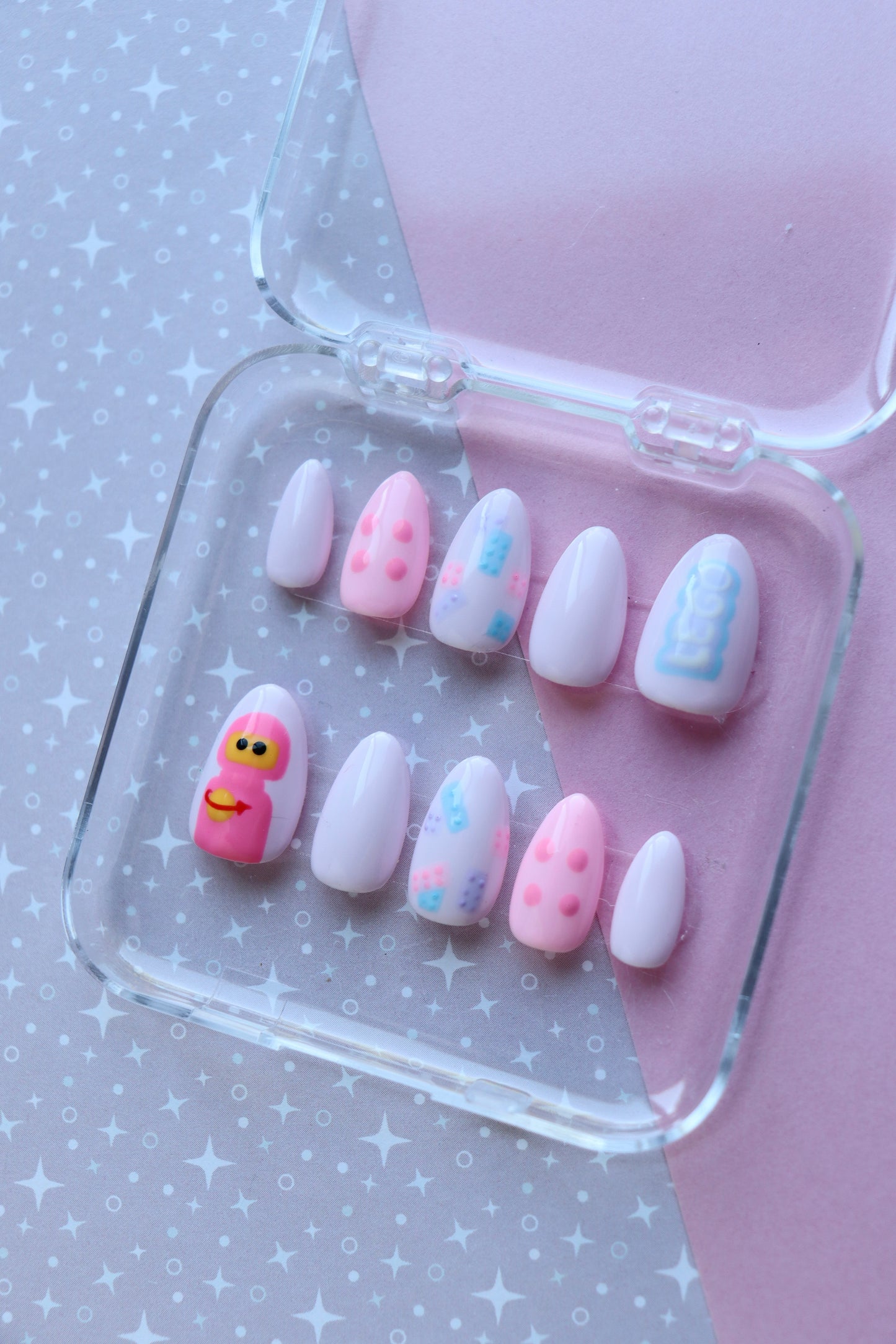 Girly Pop Brick Press on Nails