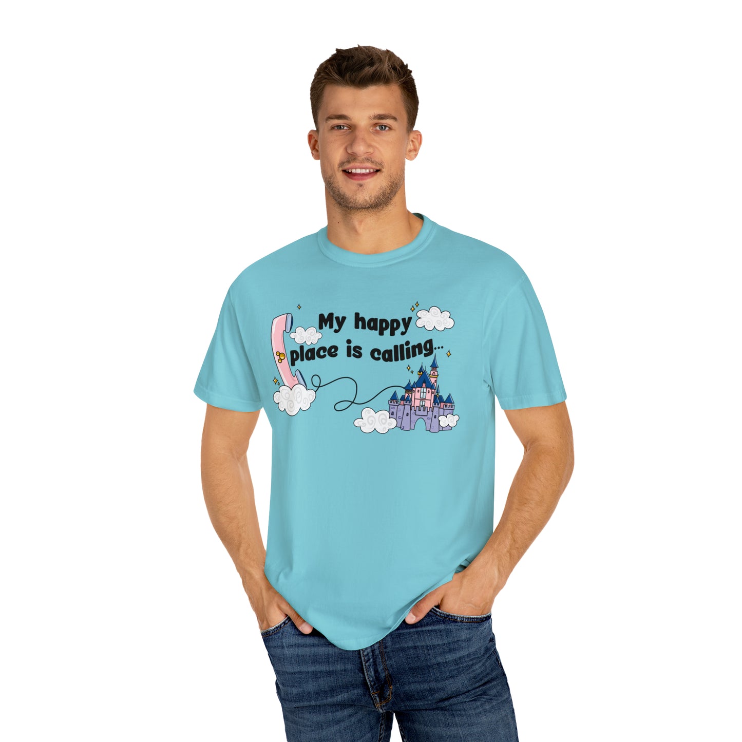 Adult Happy Place Calling, DL Tee - Comfort Colors