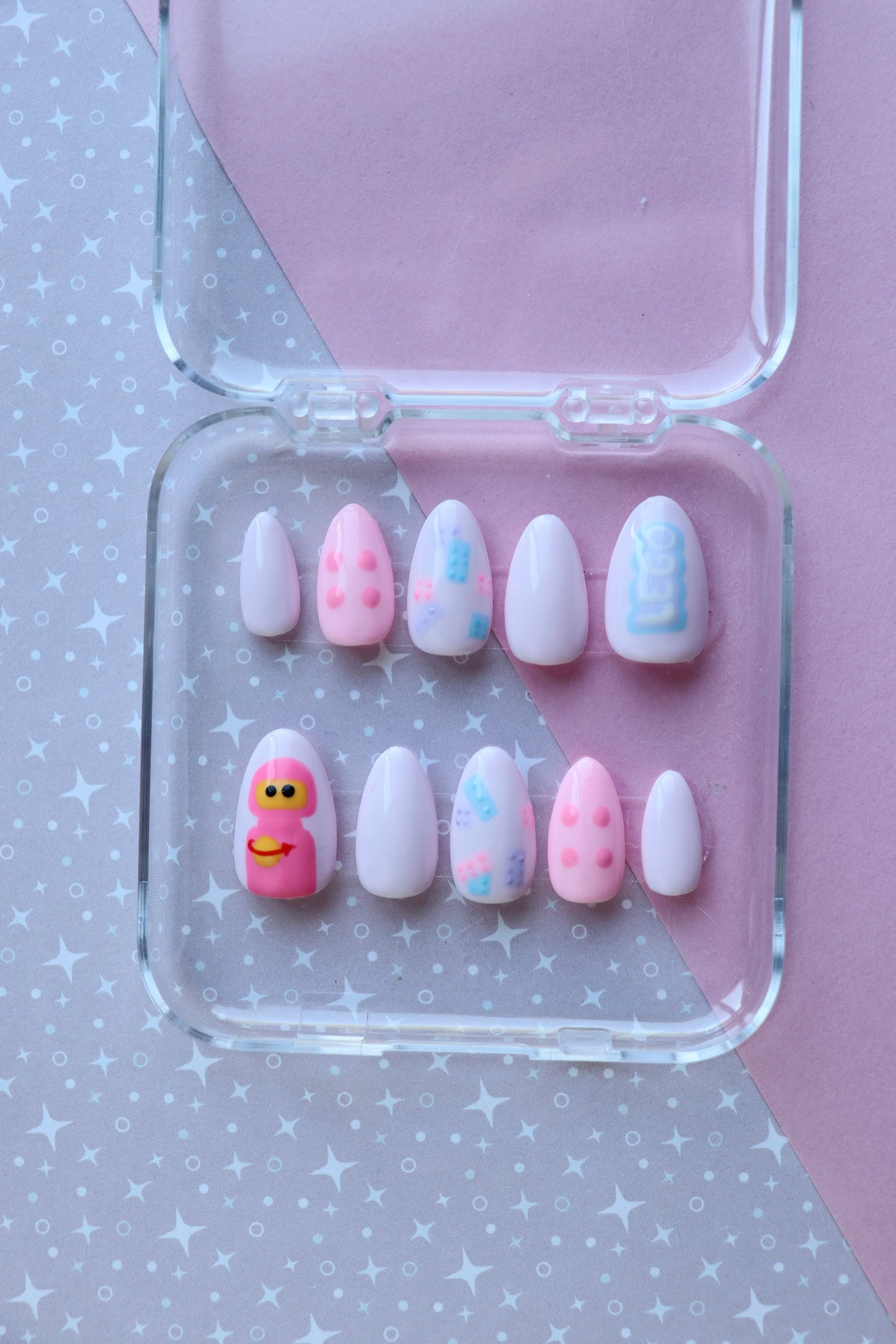 Girly Pop Brick Press on Nails