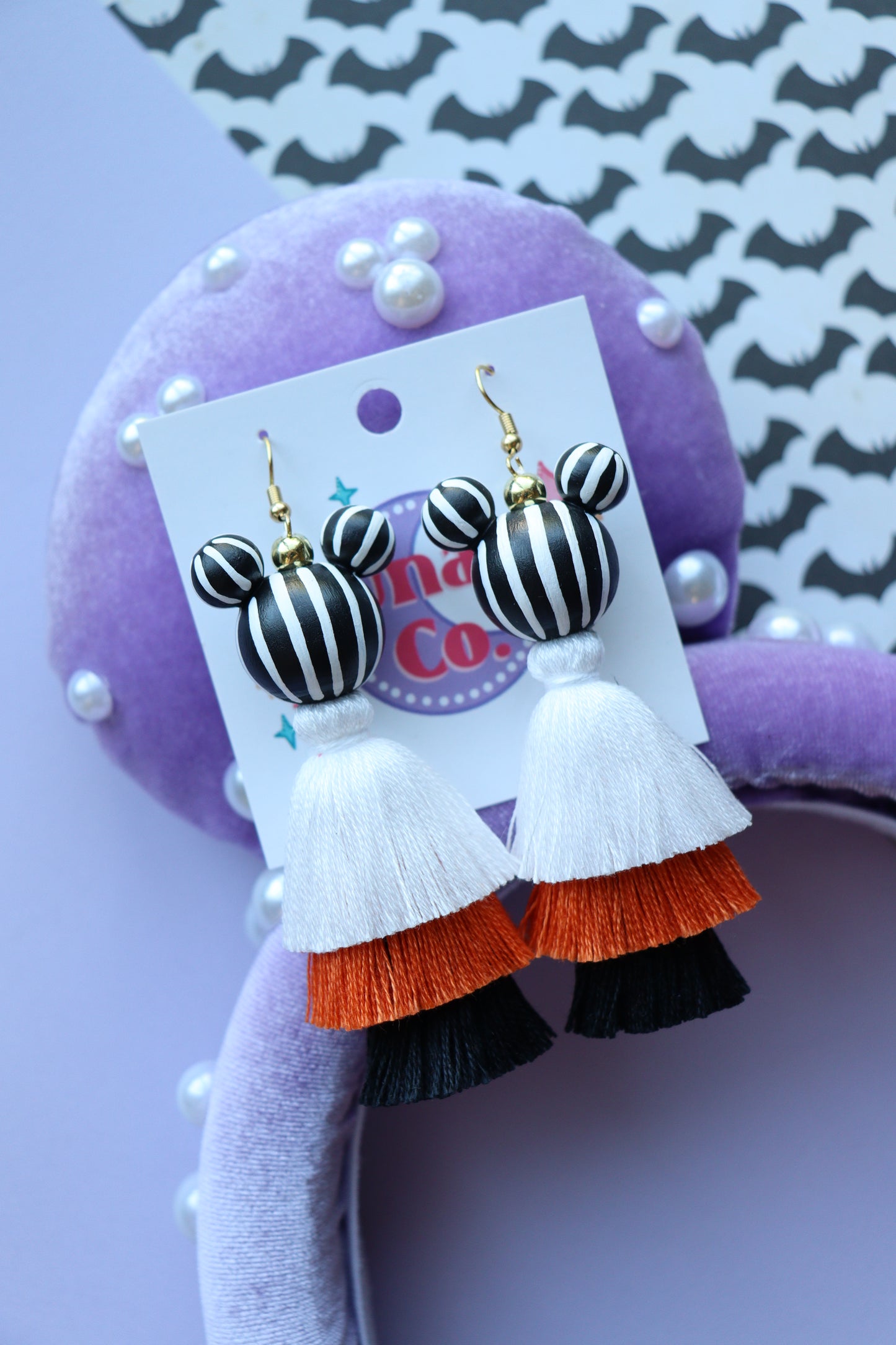 Classic Halloween Stripes Tassel Earrings