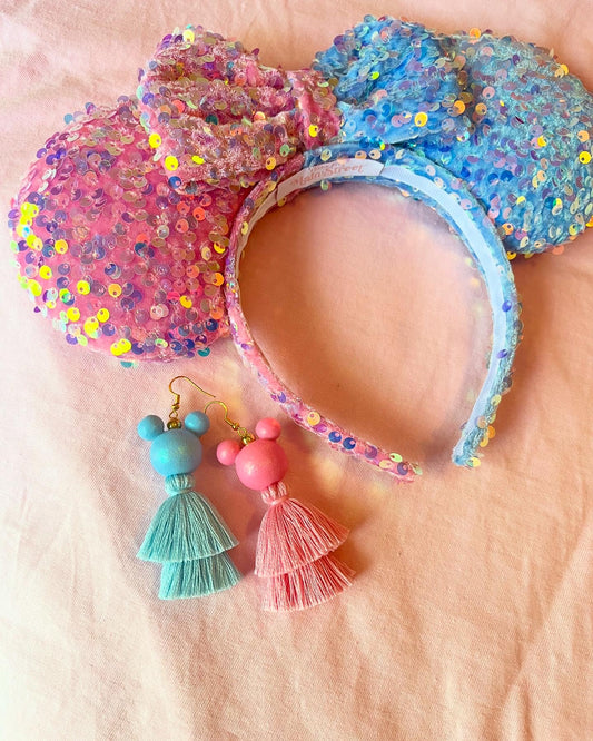 Shimmery Make it Pink, Make it Blue Earrings