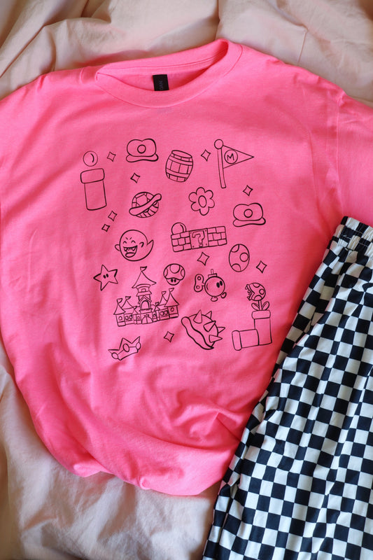 Mario Doodle Outline Tee