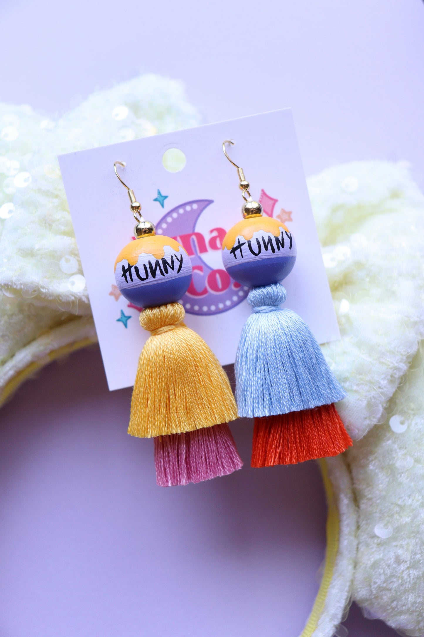 Periwinkle Honey Pot Tassel Earrings
