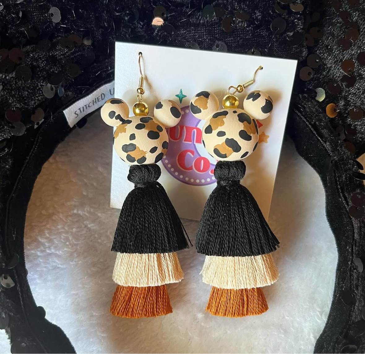 Cheetah 3 Tier Tassel Earrings