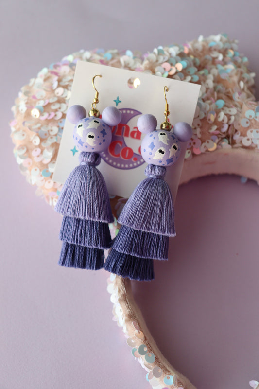 Purple Cutie Ghosts Tassel Earrings