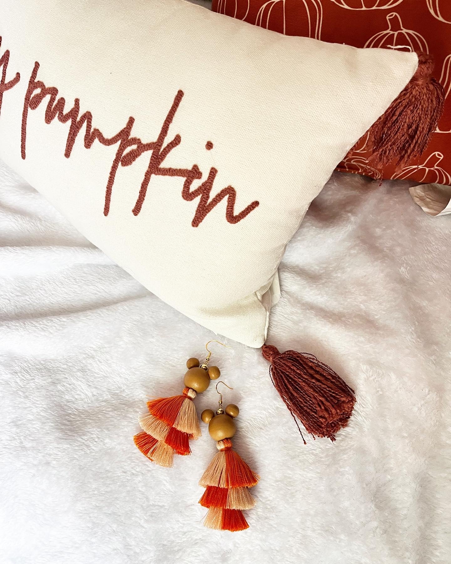 Checkered Pumpkin Spice Earrings