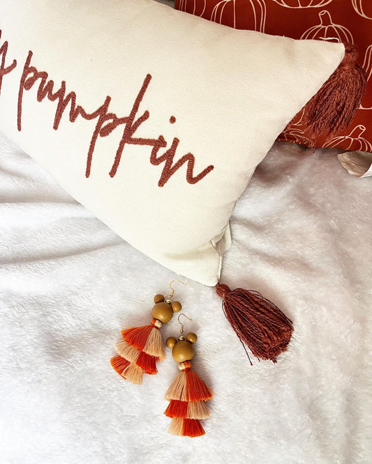 Checkered Pumpkin Spice Earrings